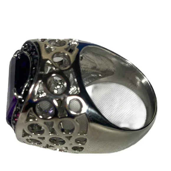 SHOWSTOPPER AMETHYST RING IN 316SL (STAINLESS STEEL) (SZ 8.25) - Picture 6 of 15